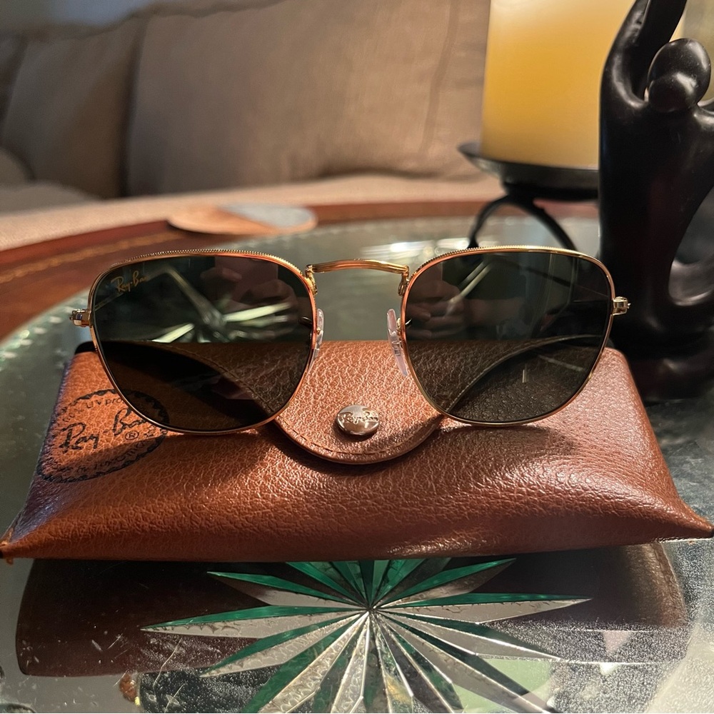 Ray-ban Frank Square Polished Gold Classic G-15 Lens Sunglasses- LIKE NEW